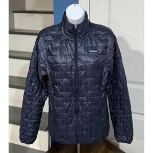 Women's Size Small Patagonia Micro Puff Full Zip Insulated Navy Blue Jacket Coat